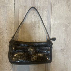 Bingham By Dynasty Crocodile Embossed Black Bag With Heart Accent